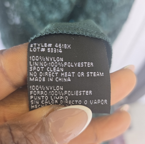 $259 XSCAPE Soutache Cap Sleeve Asymmetric Neck Long Dress Sz 8 Green Holiday - Picture 13 of 16